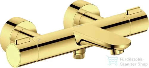 Duravit WAVE termosztátos kádtöltő csaptelep zuhanyszett nélkül, fényes arany hatású WA5220000034