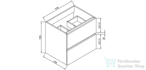 Wellis Elois Grey 60 2 fiókos mosdószekrény WB00267
