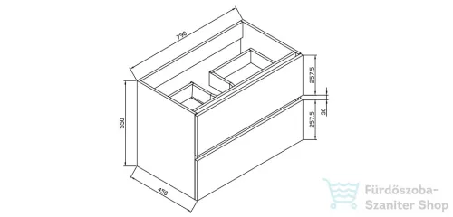 Wellis Elois Grey 80 2 fiókos mosdószekrény WB00270