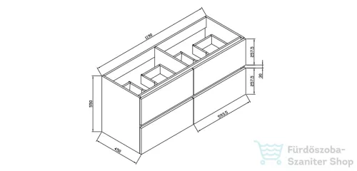 Wellis Elois Grey 120 4 fiókos mosdószekrény WB00273