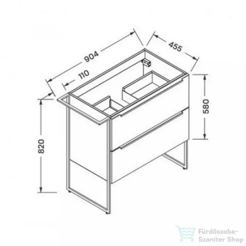 Wellis Jersey 2 fiókos mosdószekrény mosdó nélkül WB00319
