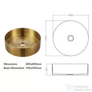 Wellis Marigold pultra ültethető rozsdamentes acél mosdó, szálcsiszolt arany WB00558