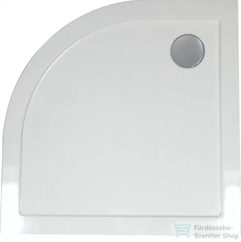 Wellis SMC 80x80x4 cm-es íves lapos zuhanytálca, zuhanyszifonnal WC00411