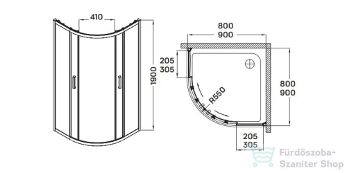 Wellis Aquarius 90x90 íves zuhanykabin tolóajtóval WC00472