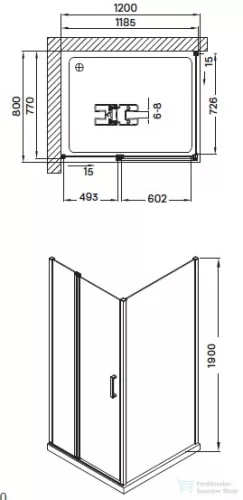 Wellis Triton Black 120x80 szögletes 1 nyílóajtós zuhanykabin Easy Cleannel WC00480