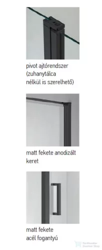Wellis Quadrum Black 90x90 szögletes 1 nyílóajtós zuhanykabin easy clean bevonattal WC00483