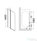 Wellis Edge 120 cm-es 2 részes kádparaván WC00485