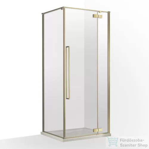 Wellis Mika 90x90 szögletes nyílóajtós zuhanykabin easy clean bevonattal, brushed gold WC00568