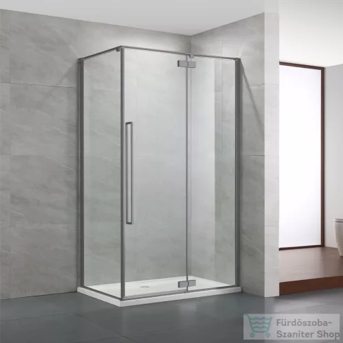 Wellis Mika 120x90 szögletes nyílóajtós zuhanykabin Easy Clean bevonattal, gunmetal grey WC00570