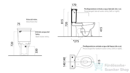 Sapho GSI CLASSIC kombi WC, alsó/hátsó kifolyású, tartállyal, öblítőmechanikával, ülőke nélkül (WCSET06-CLASSIC)