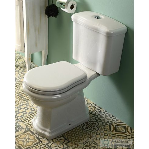 Sapho KERASAN RETRO kombi WC, alsó kifolyású, tartállyal, öblítőmechanikával, ülőke nélkül, fehér/bronz (WCSET13-RETRO-SO)