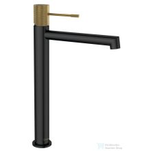   Sapho SOLARIS magasított mosdócsaptelep lefolyó nélkül, matt fekete/arany (WD006G)