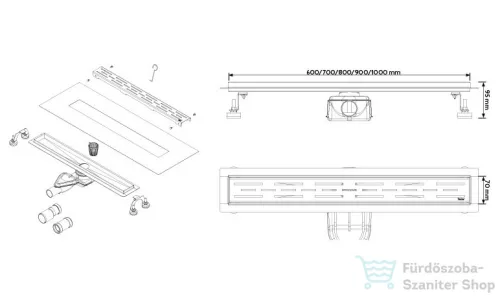 Wellis W-Drain zuhanyfolyóka, Dots mintázatú ráccsal 600 mm-es WE00081