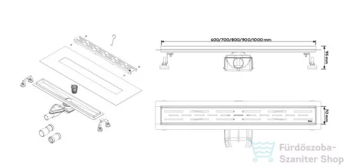 Wellis Linear 800mm-es zuhanyfolyóka WE00088