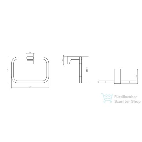 Wellis Mamba fekete törölközőtartó keretes WE00115