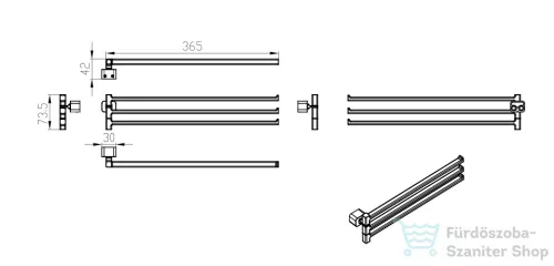 Wellis Capri tripla törölközőtartó WE00127