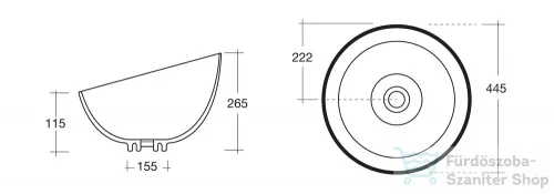 Sapho DOME OBLIQUO Mosdó 44,5x26,5x44,5 cm túlfolyó nélkül (W031701 helyett) WH031