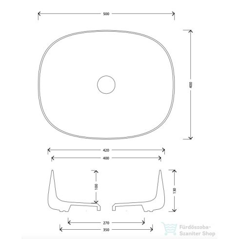 Sapho JUMPER kerámiamosdó, túlfolyó nélkül, 50x13x40cm (WH071)