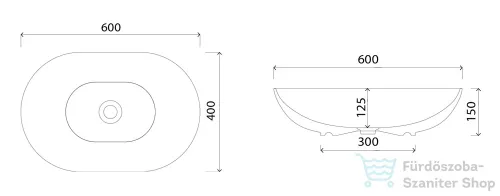 Sapho BALISONG kerámia mosdó, túlfolyó nélkül, 60x15x40cm WH080