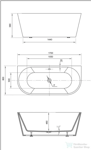 Wellis Calabria 170x80 szabadon álló kád WK00123