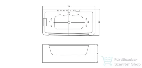 Wellis Rhone 170x85 E-Drive Touch hidromasszázs kád Flipper csapteleppel WK00125
