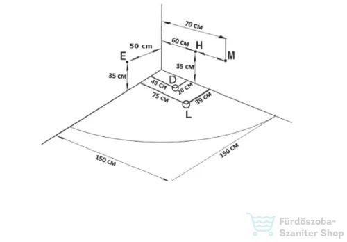 Wellis Tivoli 150x150 E-Drive Touch hidromasszázs kád Flipper csapteleppel WK00127