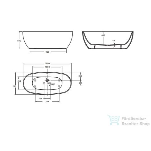 Wellis Oval 160x78 szabadonálló kád WK00142