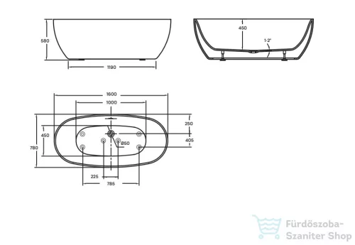 Wellis Oval 160x78 szabadonálló kád WK00142