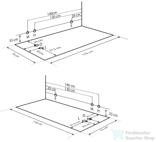 Wellis MALAWI E-Drive 170x75  hidromasszázs kád, Retro csapteleppel, jobbos WK00148-2