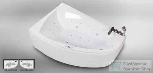 Wellis Matana Hydro 160x100 hidromasszázs kád flipper csapteleppel, balos WK00158-1