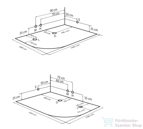 Wellis Matana Hydro 160x100 hidromasszázs kád, balos WK00174-1