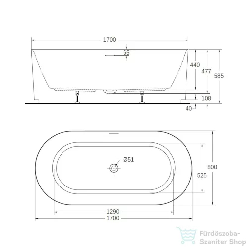 Wellis Pireas 170 cm szabadonálló kád, fehér WK00217
