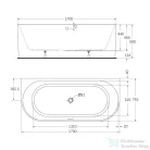 Wellis Calabria Slim 170x80 félszabadon álló kád, fehér WK00221