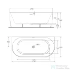 Wellis Calabria Slim Linear Black 170x80 félszabadon álló kád, fekete WK00225