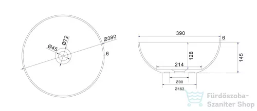 Sapho THIN pultra szerelhető mosdó, 390x145 mm, matt fehér WN185