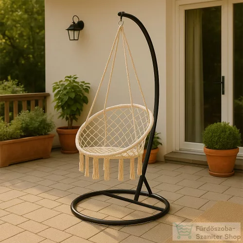 Leziter Cardenas függőfotel állvánnyal bézs-fekete WST-01-Beige_SW-007-STBL