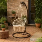 Leziter Cardenas függőfotel állvánnyal bézs-barna WST-01-Beige_SW-007-STBR