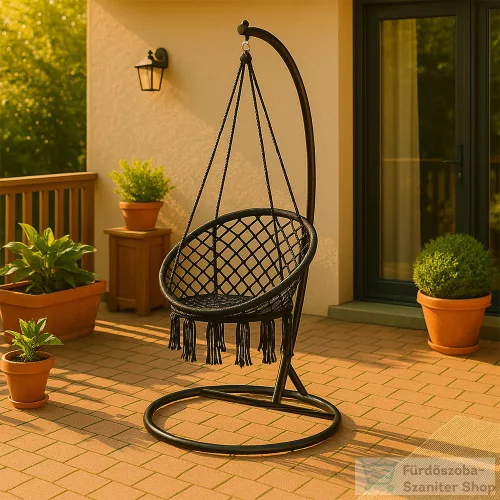 Leziter Cardenas függőfotel állvánnyal fekete-fekete WST-01-Black_SW-007-STBL