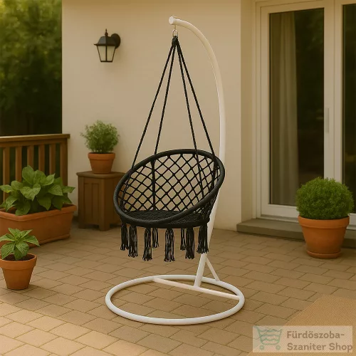 Leziter Cardenas függőfotel állvánnyal fekete-fehér WST-01-Black_SW-007-STWH