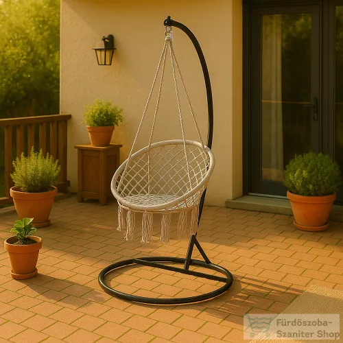 Leziter Cardenas függőfotel állvánnyal szürke-fekete WST-01-Grey_SW-007-STBL