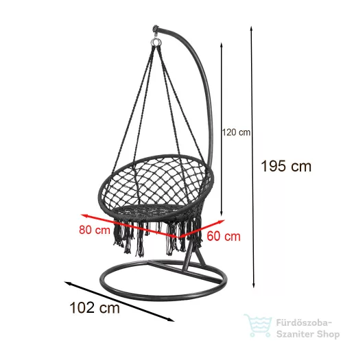 Leziter Cardenas függőfotel állvánnyal szürke-barna WST-01-Grey_SW-007-STBR