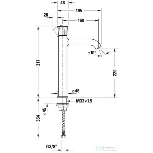 Duravit WHITE TULIP XL magasított mosdócsaptelep leeresztő nélkül,WT1040002010