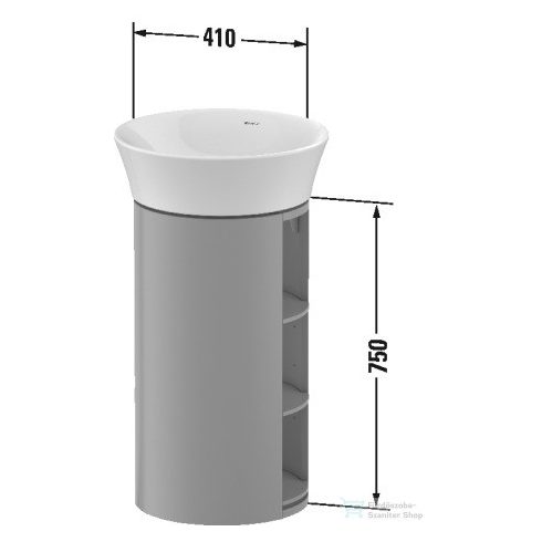Duravit WHITE TULIP álló 2 polcos mosdótartó szekrény 236550 mosdóhoz, White Satin Matt Lacquer WT423903636