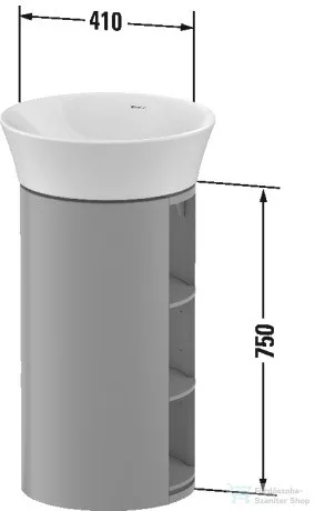 Duravit WHITE TULIP álló 2 polcos mosdótartó szekrény 236550 mosdóhoz, Stone Grey High Gloss/American Walnut Solid Wood WT4239077H2
