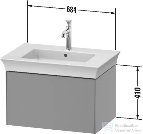 Duravit WHITE TULIP mosdó alá építhető függesztett 1 fiókos alsószekrény,684 x 458 mm,White High Gloss Lacquer WT424108585