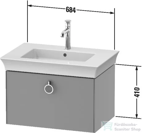 Duravit WHITE TULIP mosdó alá építhető függesztett 1 fiókos alsószekrény,684 x 458 mm,White High Gloss Lacquer/American Walnut Solid Wood WT425107785