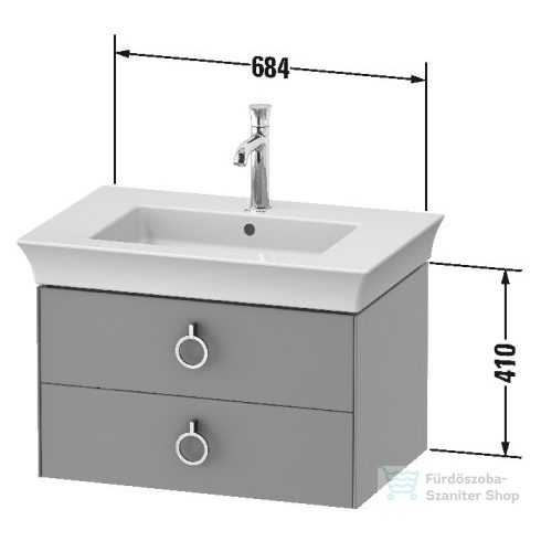 Duravit WHITE TULIP mosdó alá építhető függesztett 2 fiókos alsószekrény,684 x 458 mm,Taupe Satin Matt Lacquer/American Walnut Solid Wood  WT435107760