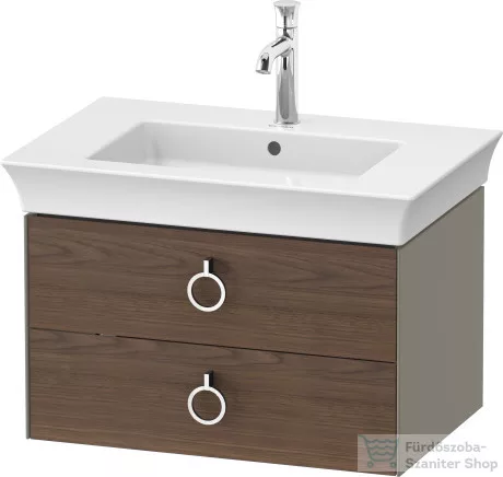 Duravit WHITE TULIP mosdó alá építhető függesztett 2 fiókos alsószekrény,684 x 458 mm,Stone Grey High Gloss/American Walnut Solid Wood WT4351077H2