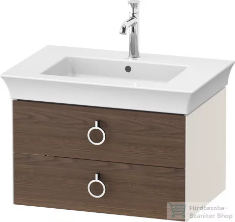 Duravit WHITE TULIP mosdó alá építhető függesztett 2 fiókos alsószekrény,684 x 458 mm,Nordic White High Gloss/American Walnut Solid Wood WT4351077H4