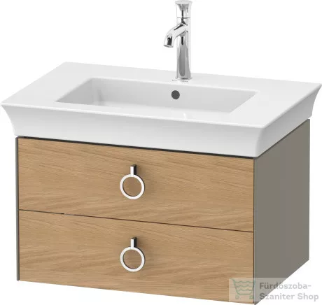 Duravit WHITE TULIP mosdó alá építhető függesztett 2 fiókos alsószekrény,684 x 458 mm,Stone Grey High Gloss/Natural Oak solid WT43510H5H2